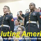 Former NJROTC cadets LCPL Matt Beyersdorf and LCPL Charles Spates stand at attention during 29th Annual Patriotic Concert Nov. 7  in the Event Center.